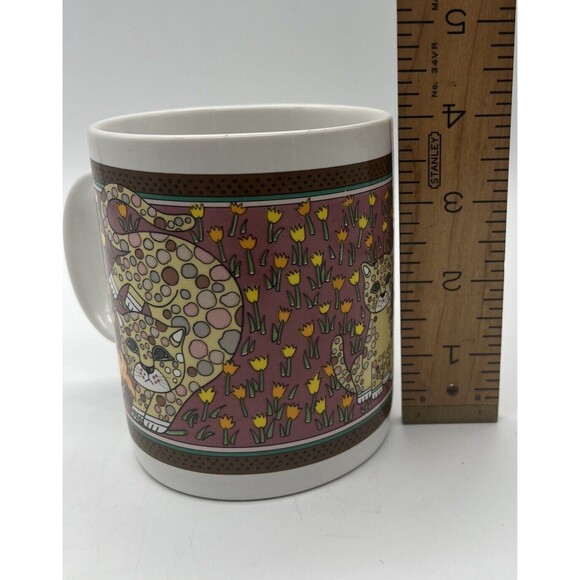Vtg Lauffer By Gailstyn-Sutton Cat Mug Cute Cat Calico Flowers Kitten Spotted - Picture 6 of 6